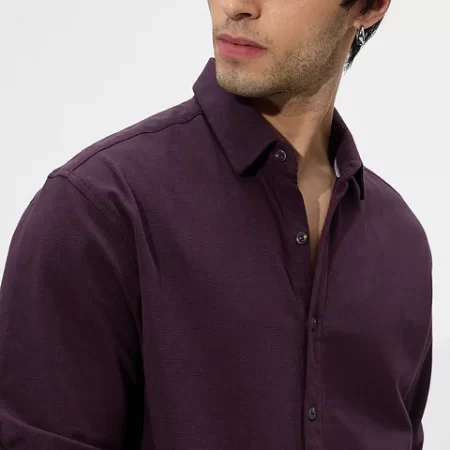 Textured Shirt: Mulberry