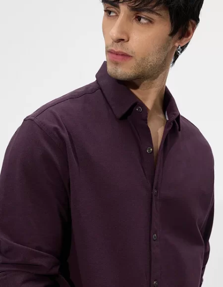 Textured Shirt: Mulberry