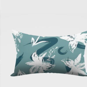 Floral Print Decorative AOP Pillow Cover – Teal Blue.