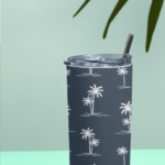 Palm Paradise Insulated Tumbler with Straw – Tropical Design.